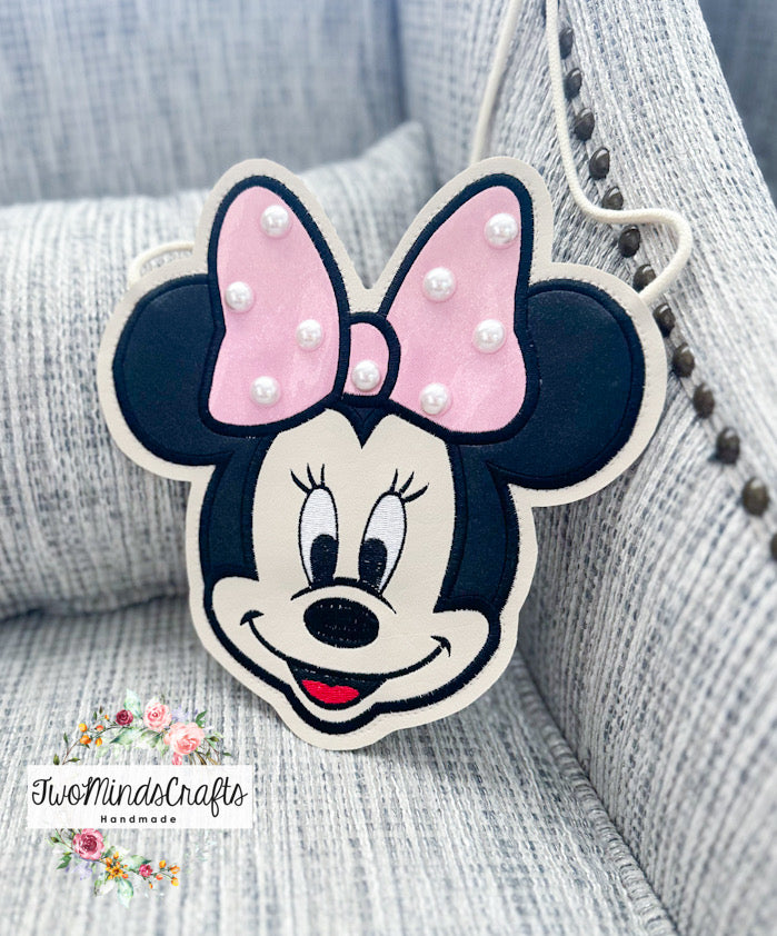 Girl Mouse Light Pink Polka Dot Bow flat lay bag (READY TO SHIP)