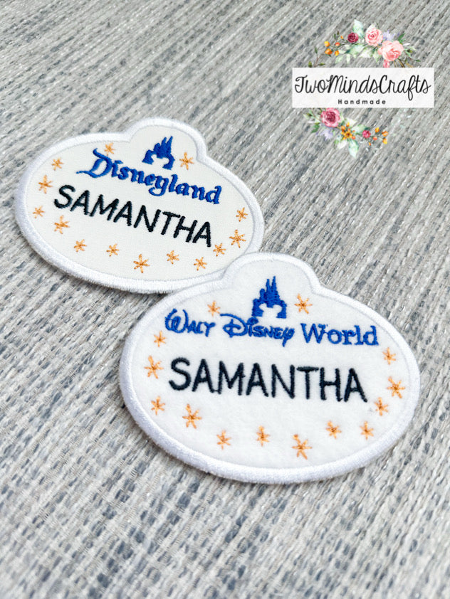 Personalized Cast Member Name Tag Iron On Machine Embroidered Patches (MADE TO ORDER)