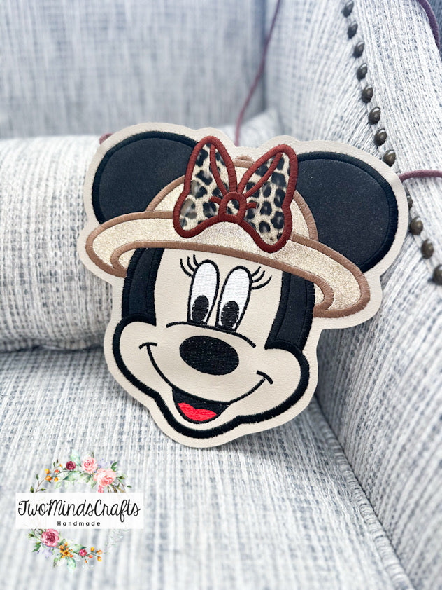 Girl Mouse Animal Print Bow Safari flat lay bag (READY TO SHIP)