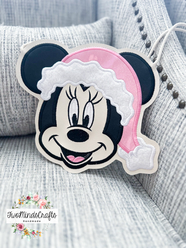 Girl Mouse Light Pink Santa Hat flat lay bag (READY TO SHIP)