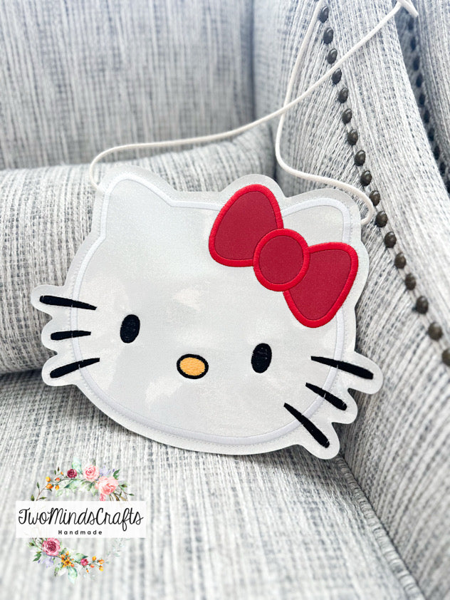 White Cat Red Bow flat bag (READY TO SHIP)