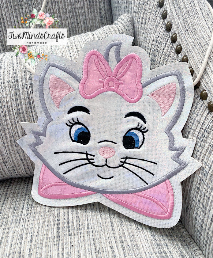 Light Pink with Gray outline M*A*R*I*E cat flat lay bag (READY TO SHIP)