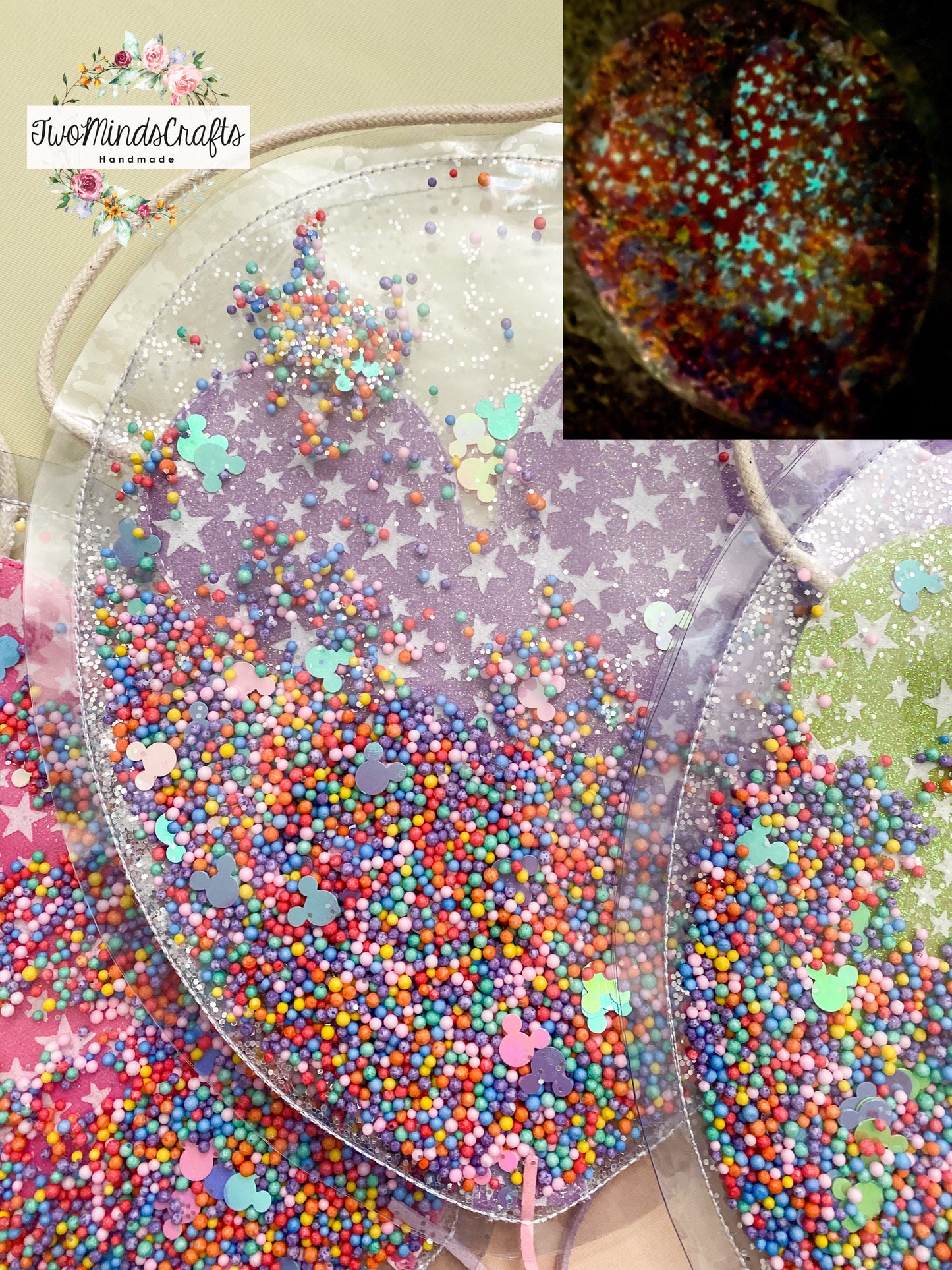 *ATRP* Glow In The Dark Mouse Balloon Shaker flat lay bag - Purple (READY TO SHIP)