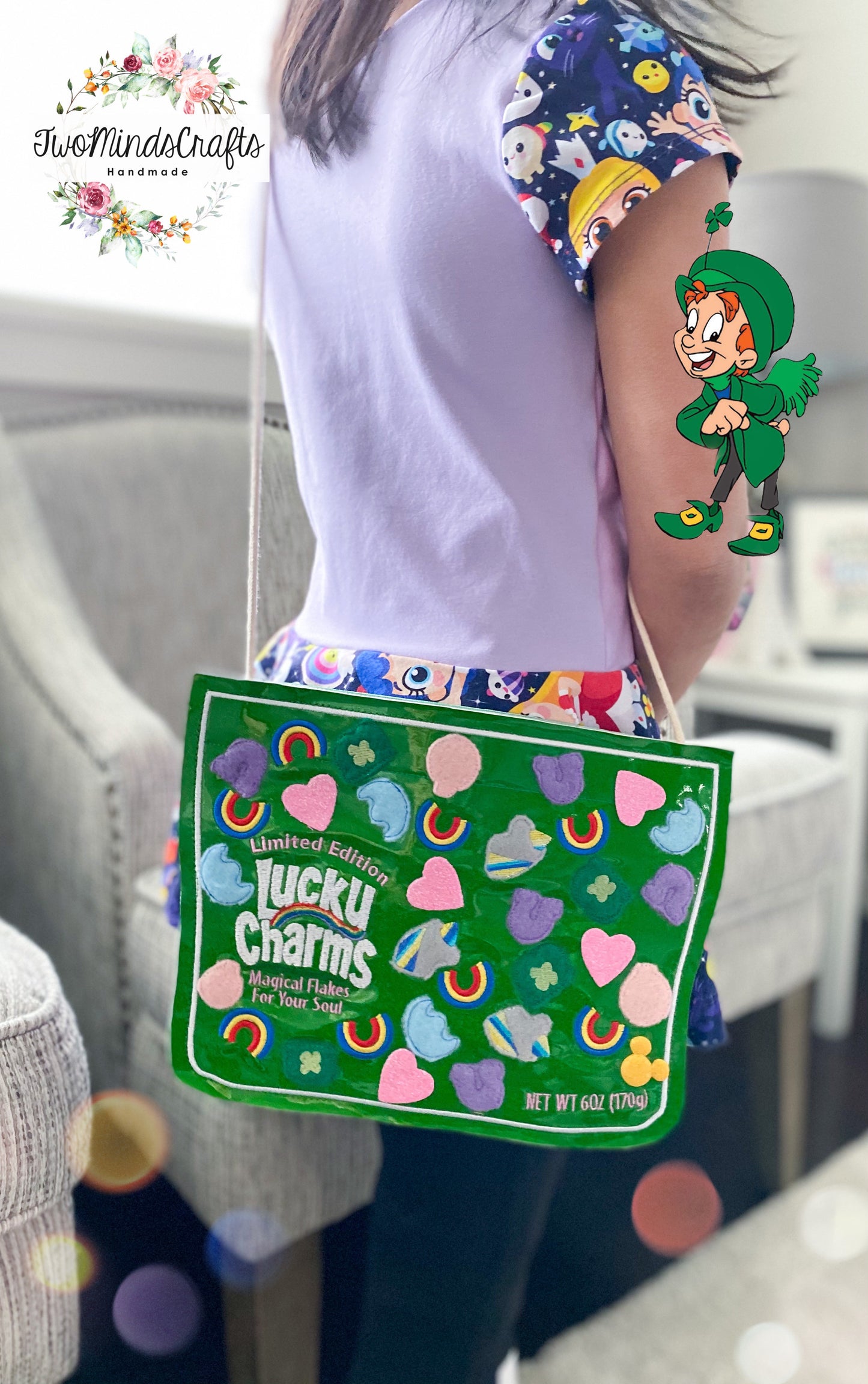Lucky Charms flat lay bag