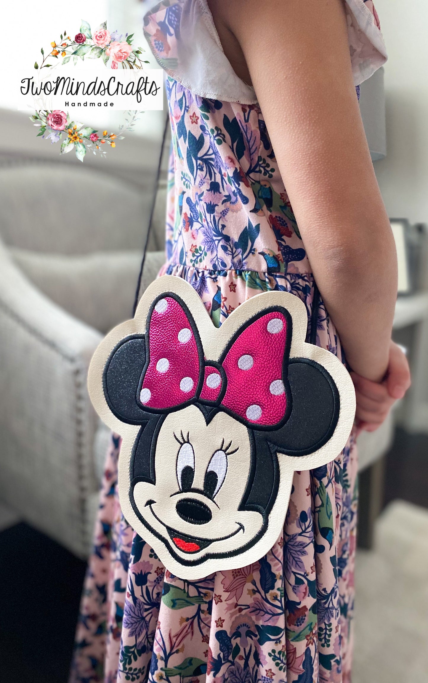 Girl Mouse Pink Polka Dot Bow flat lay bag (READY TO SHIP)