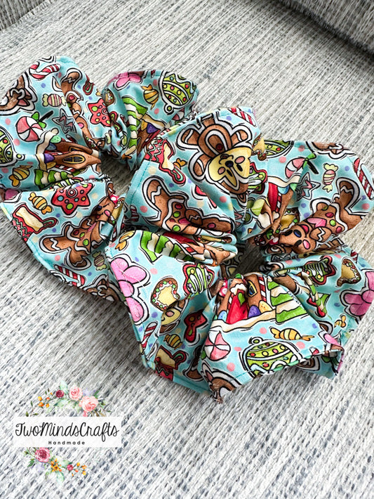 Large Teal Gingerbread Mashup Scrunchies (READY TO SHIP)