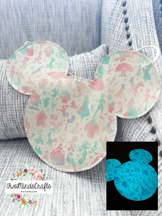 Pastel silo glow in the dark mouse head flat bag (READY TO SHIP)