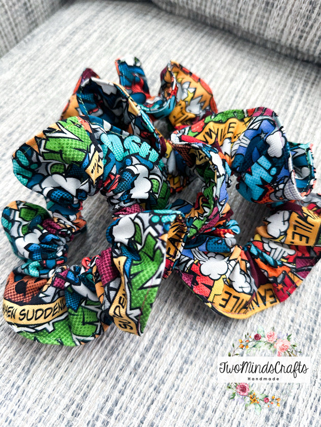 Superhero Words Scrunchies (READY TO SHIP)
