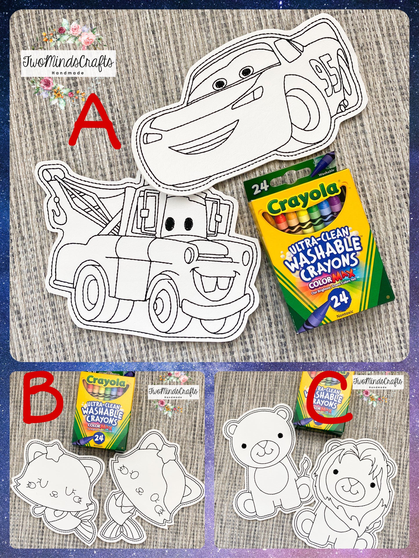 Flat Vinyl Doodles - Cars/Mermaid Kitties/Lions (READY TO SHIP)