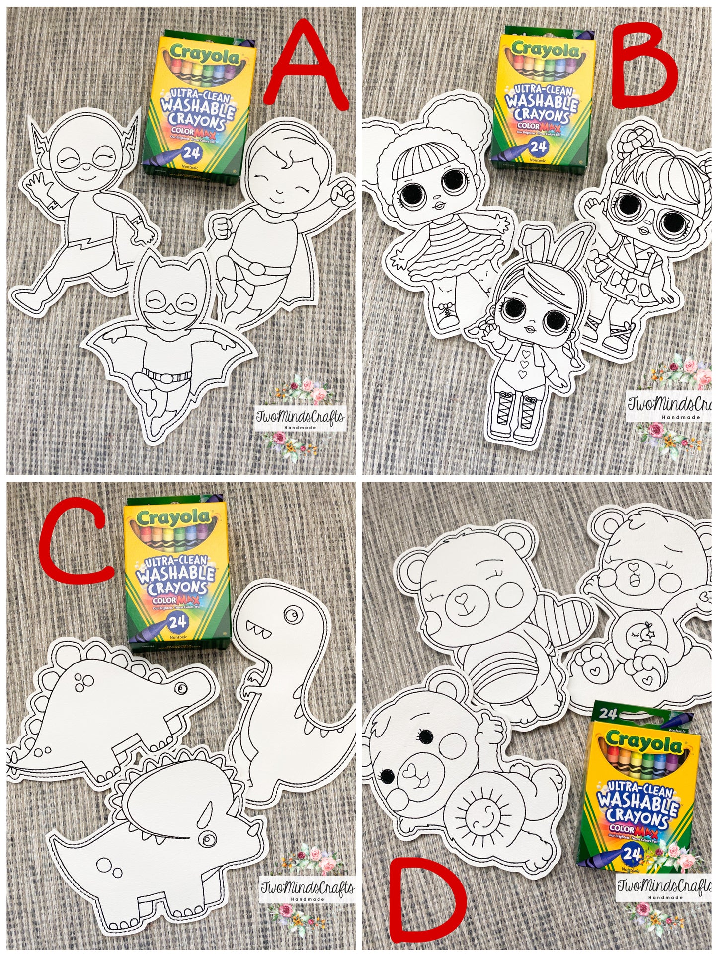 Flat Vinyl Doodles - Superheros/Girls/Dinos/Bears (READY TO SHIP)