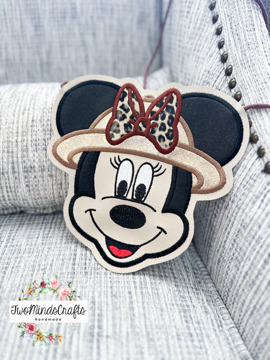 Girl Mouse Animal Print Bow Safari flat lay bag (READY TO SHIP)