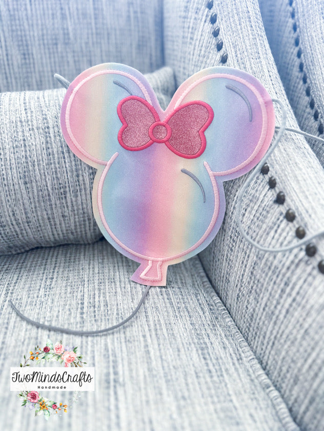 (NEW) Pastel Rainbow Pink Bow Balloon flat lay bag (READY TO SHIP)