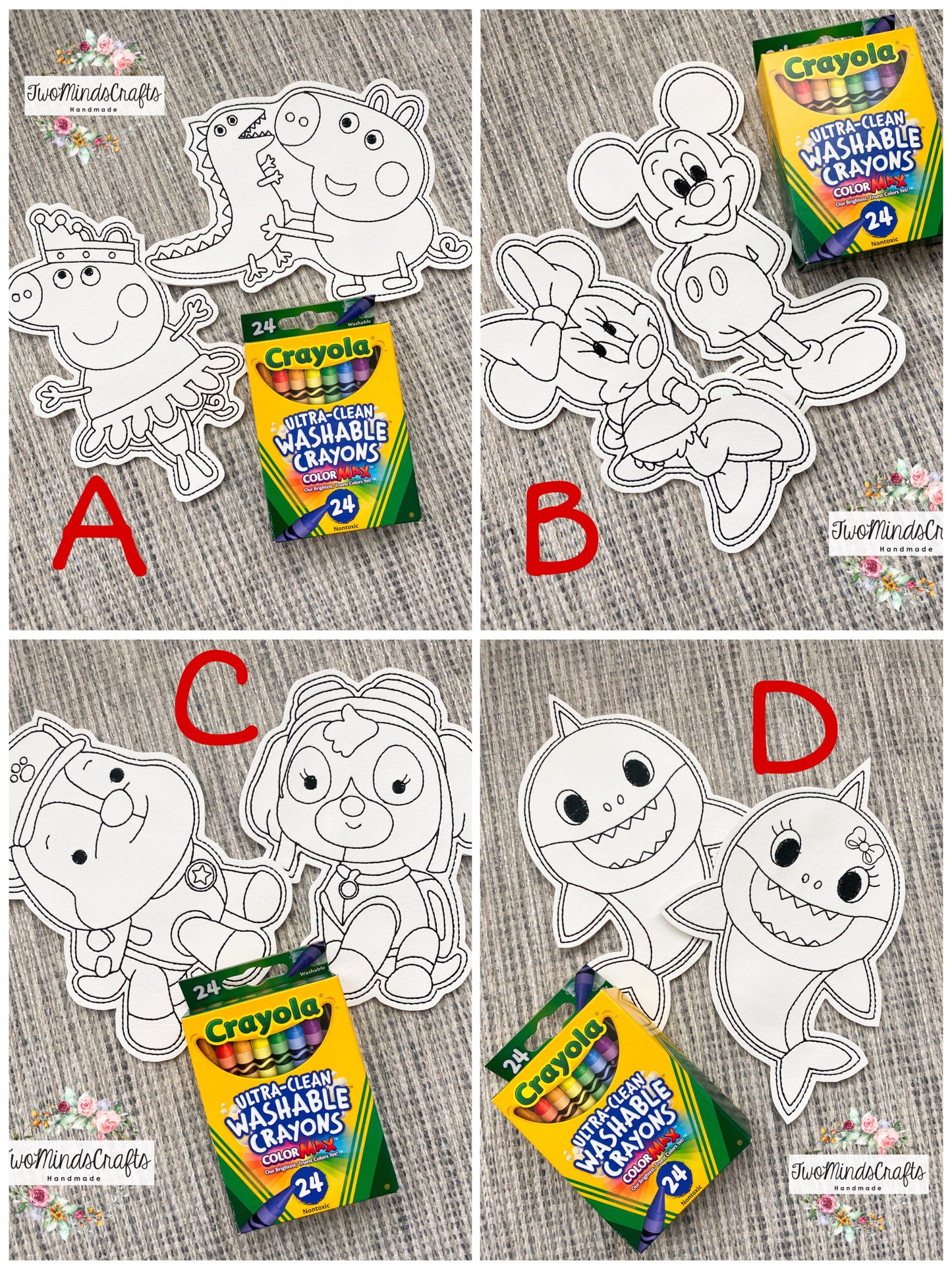 Flat Vinyl Doodles - Piggies/Mouse/Dogs/Sharks (READY TO SHIP)