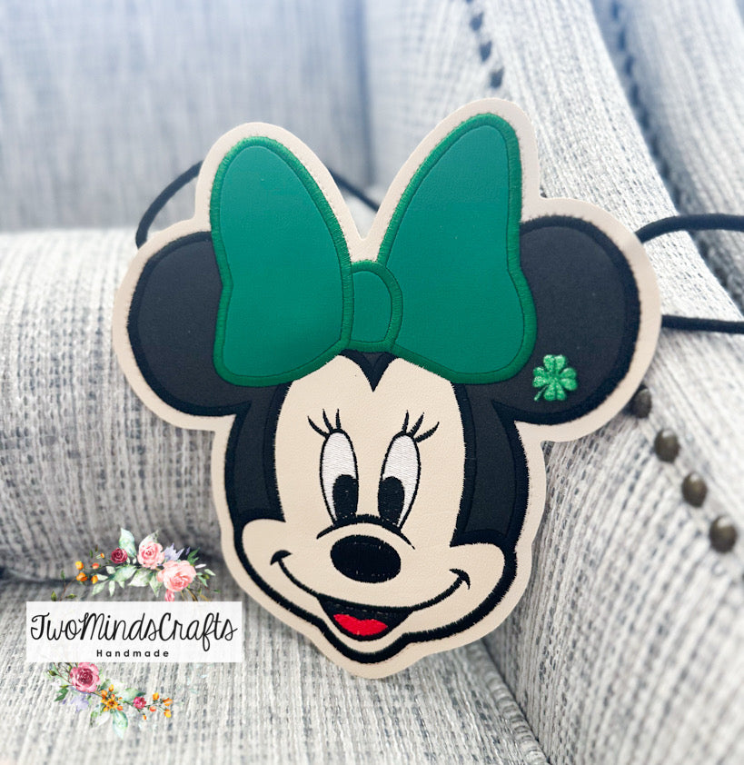 Girl Mouse Lucky Green Bow flat lay bag (READY TO SHIP)