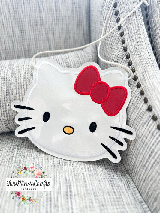 White Cat Red Bow flat bag (READY TO SHIP)