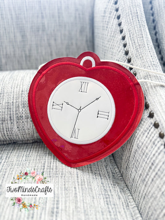Red heart TinMan clock flat bag (READY TO SHIP)