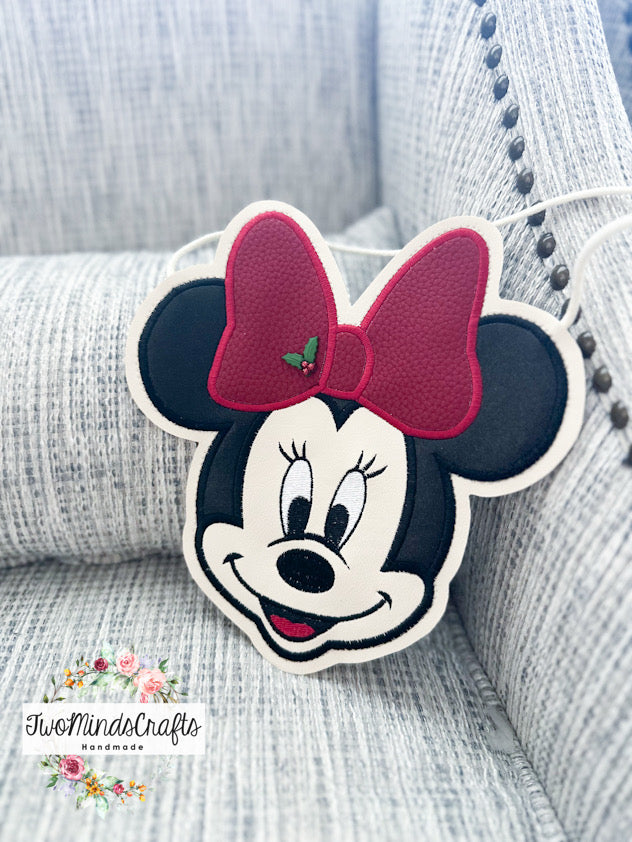 Holly Red Bow Girl Mouse flat lay bag (READY TO SHIP)