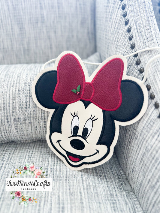 Holly Red Bow Girl Mouse flat lay bag (READY TO SHIP)