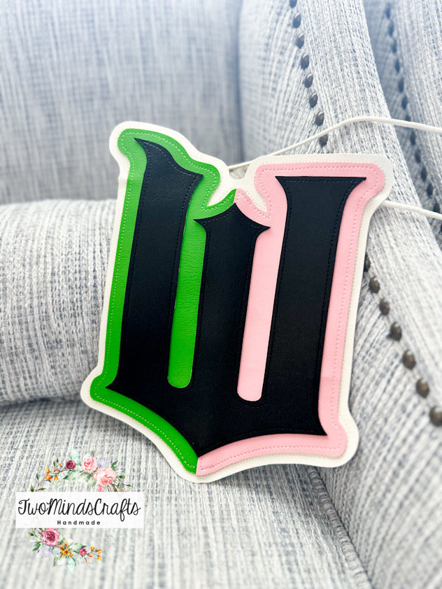 W green pink flat bag (READY TO SHIP)