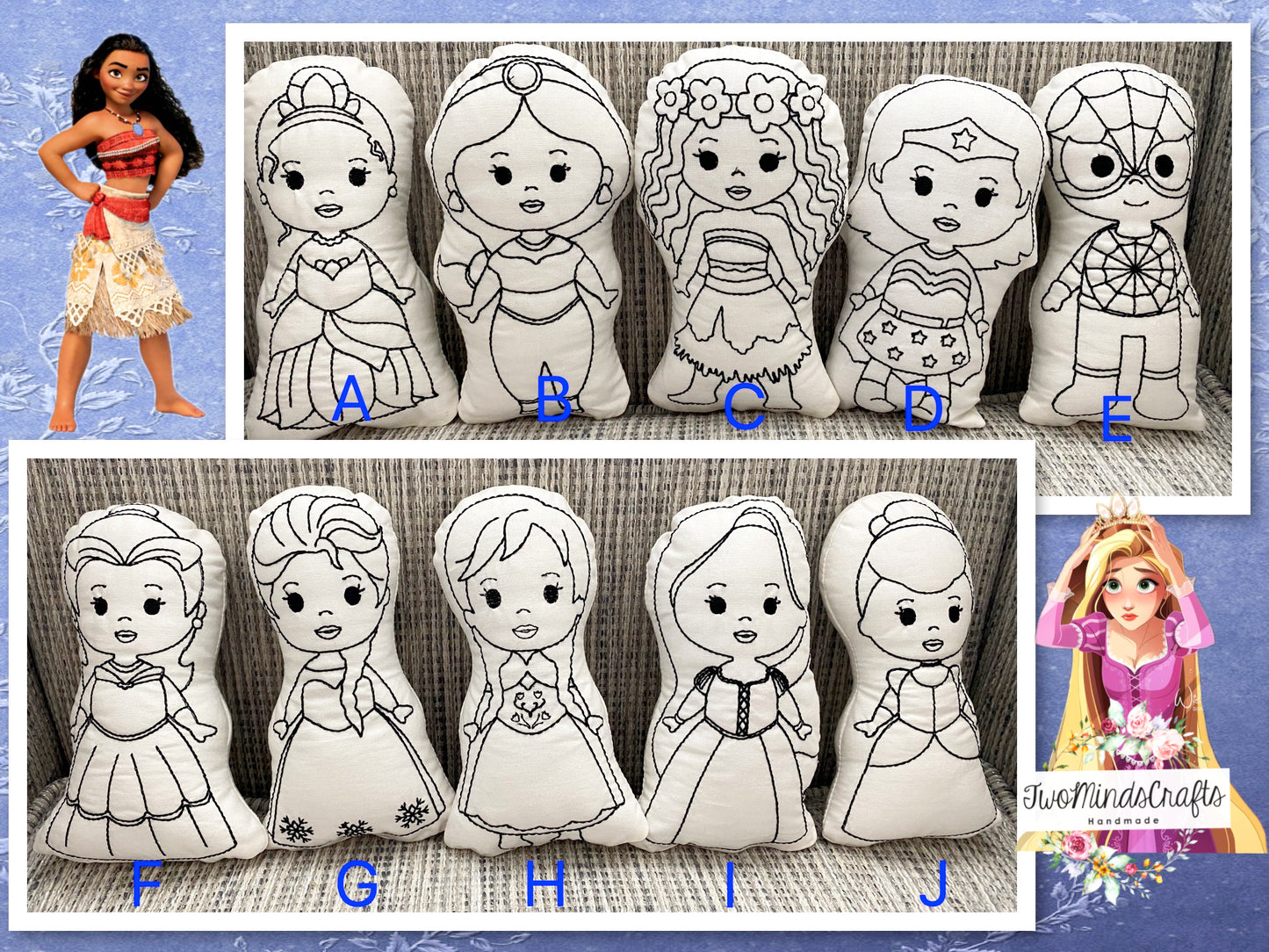 Doodle Dolls - Princesses/Superhero (READY TO SHIP)