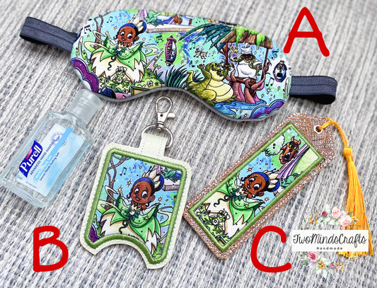 Tiana Sleep Mask / Hand Sani Holder / Classic Bookmark (READY TO SHIP)