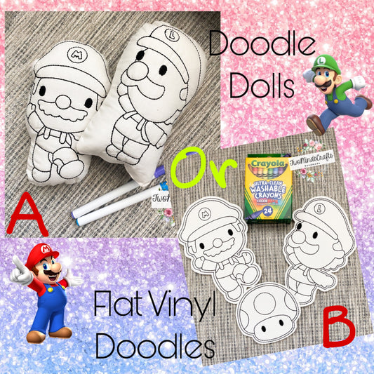 Gamer boy Doodle Dolls  / Flat Vinyl Doodles (READY TO SHIP)