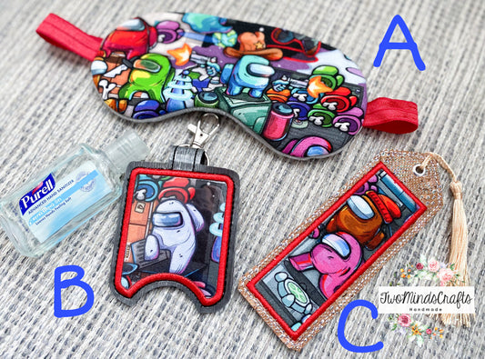 Among Us Sleep Mask / Hand Sani Holder / Classic Bookmark (READY TO SHIP)