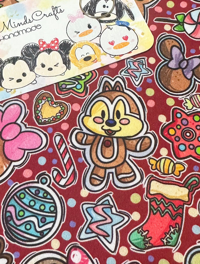 Snow globe shaker ornament/bookmark (Red Fabric Background) MADE TO ORDER