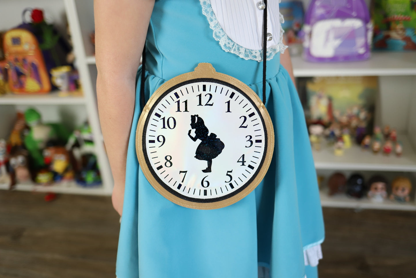 Blue dress girl clock flat bag (READY TO SHIP)