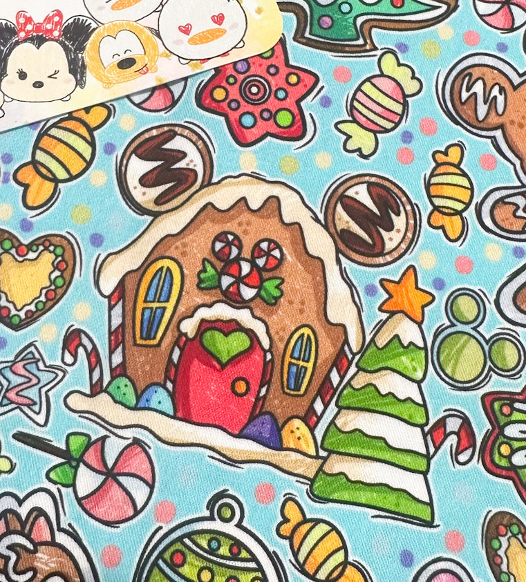 Snow globe shaker ornament/bookmark (Light Blue Fabric Background) MADE TO ORDER