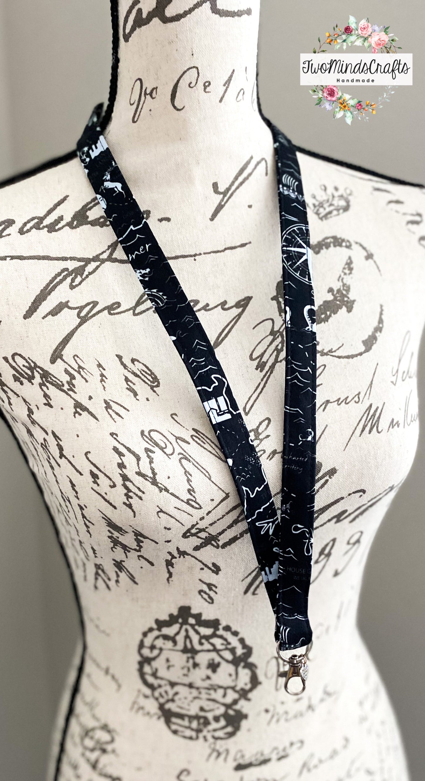 Classic lanyard - Black maps (READY TO SHIP)