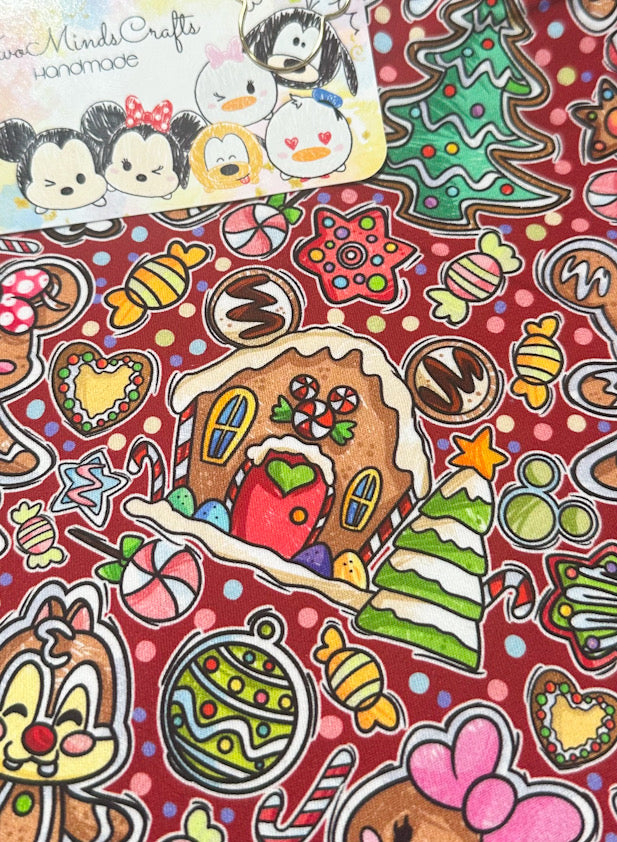 Snow globe shaker ornament/bookmark (Red Fabric Background) MADE TO ORDER