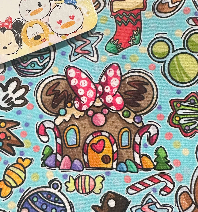 Snow globe shaker ornament/bookmark (Light Blue Fabric Background) MADE TO ORDER