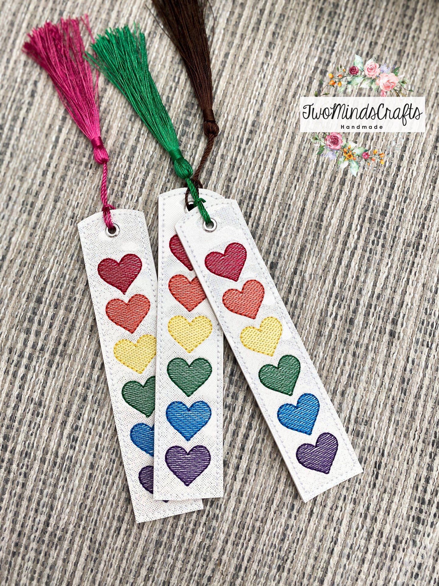 Rainbow hearts bookmark (READY TO SHIP)