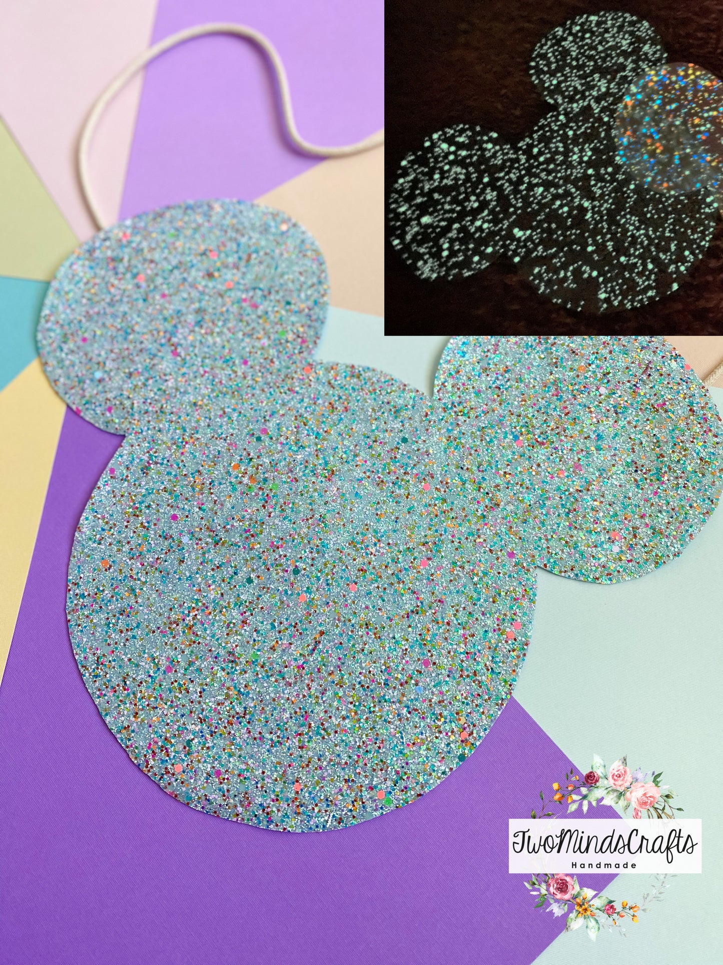 Blue glow in the dark mouse flat lay bag