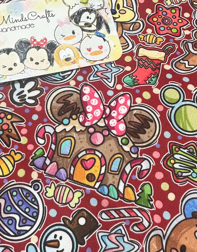 Snow globe shaker ornament/bookmark (Red Fabric Background) MADE TO ORDER