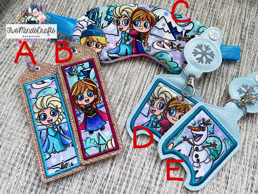 Snow sisters Hand Sani Holders / Sleep Masks / Classic Bookmarks (READY TO SHIP)