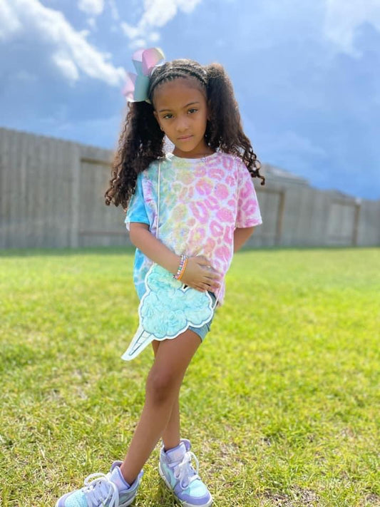 Blue fluffy cotton candy flat lay bag (READY TO SHIP)