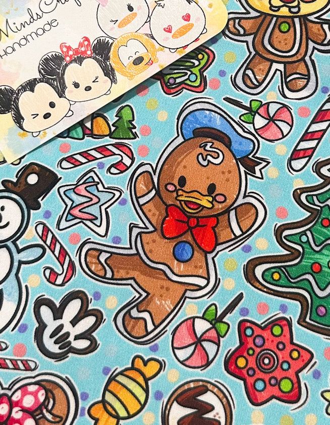 Snow globe shaker ornament/bookmark (Light Blue Fabric Background) MADE TO ORDER