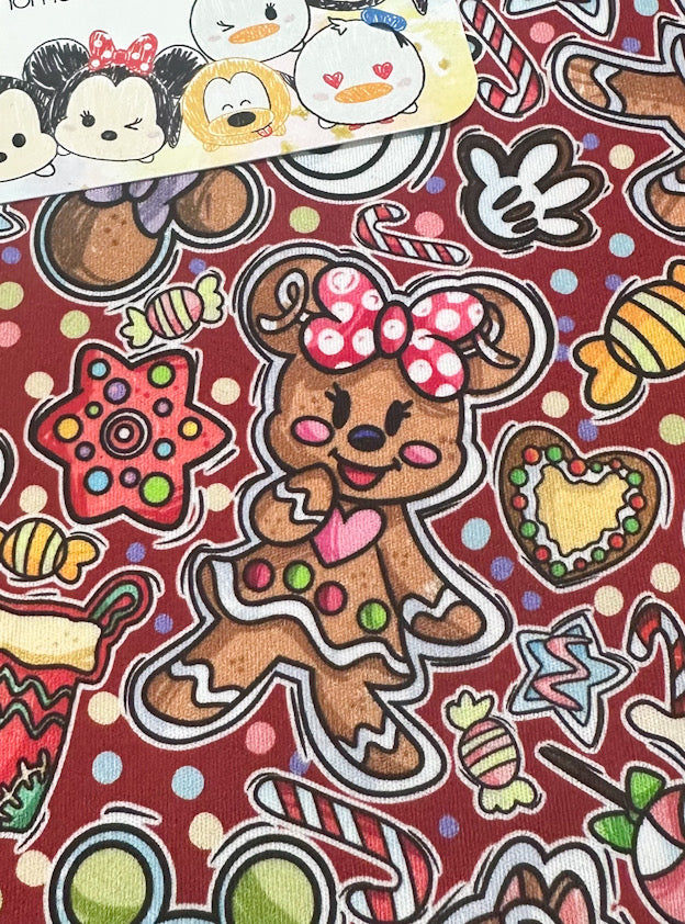 Snow globe shaker ornament/bookmark (Red Fabric Background) MADE TO ORDER