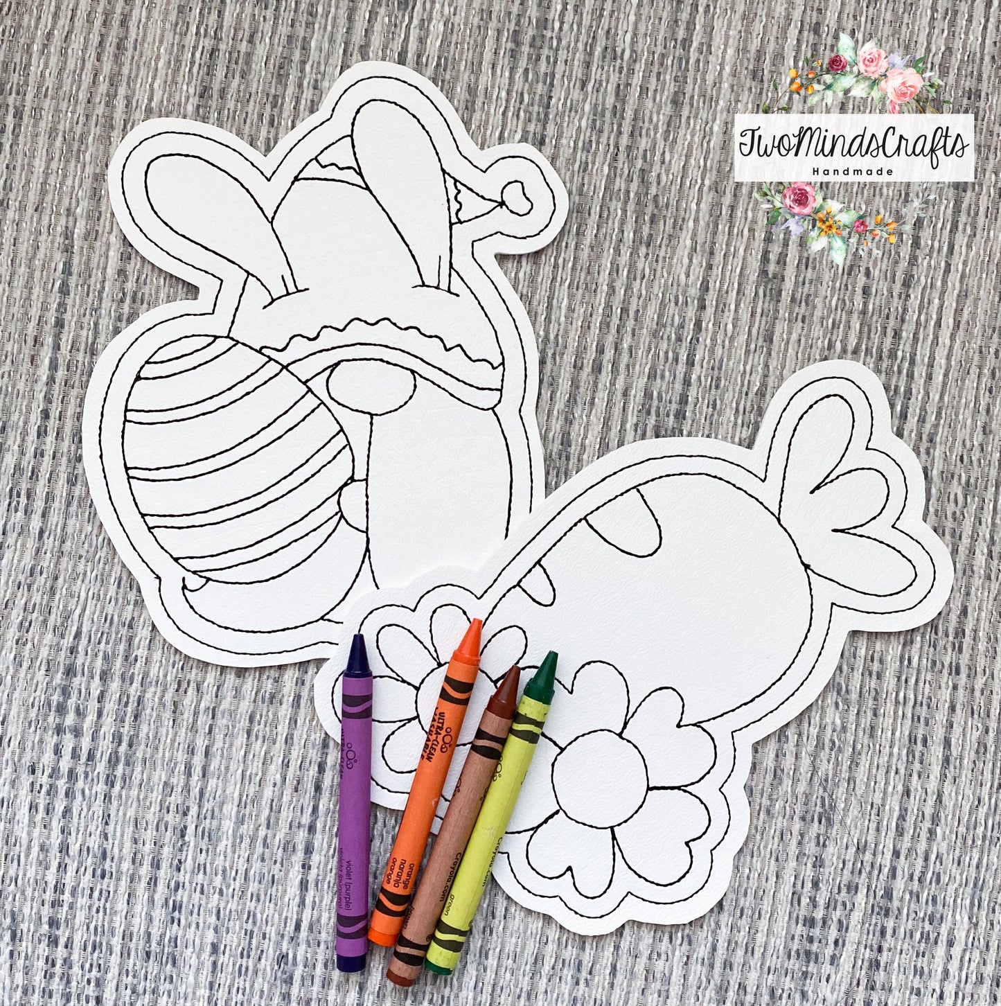 Flat vinyl doodles - Easter gnome carrot set (READY TO SHIP)
