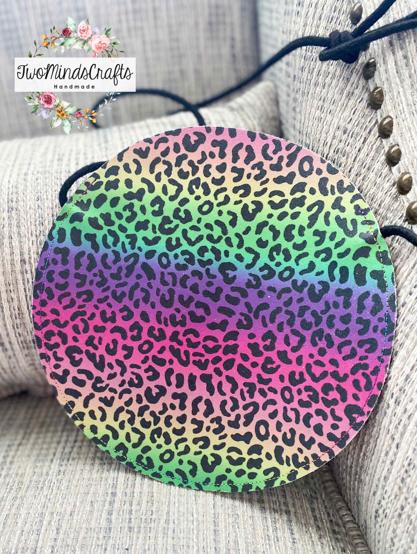 *ATRP* Rainbow leopard circle flat bag (READY TO SHIP)