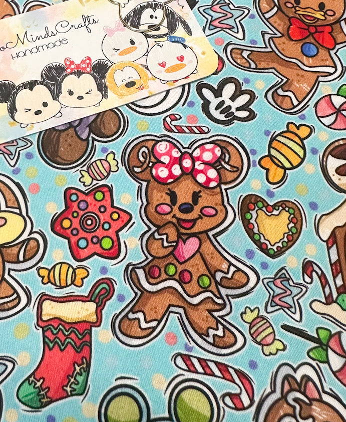 Snow globe shaker ornament/bookmark (Light Blue Fabric Background) MADE TO ORDER