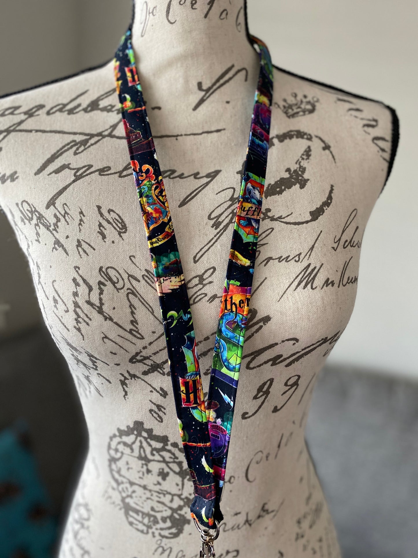 Classic lanyard - watercolor houses (READY TO SHIP)