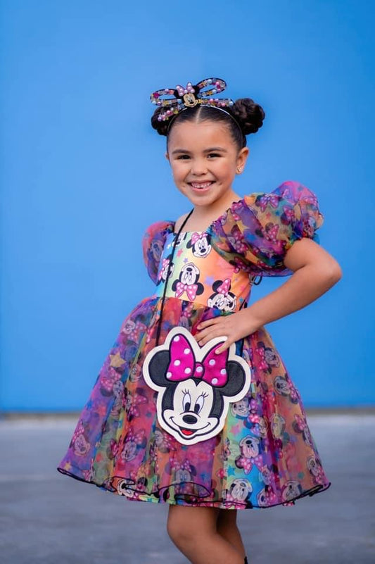 Girl Mouse Pink Polka Dot Bow flat lay bag (READY TO SHIP)