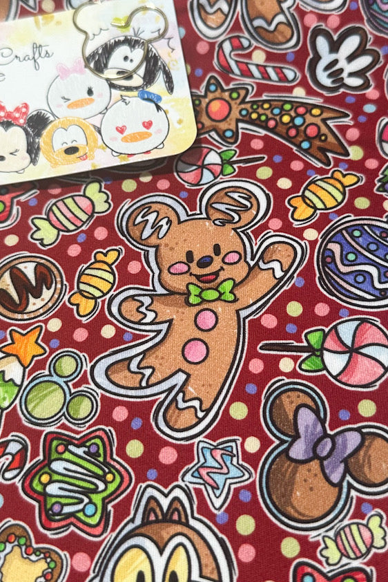 Snow globe shaker ornament/bookmark (Red Fabric Background) MADE TO ORDER