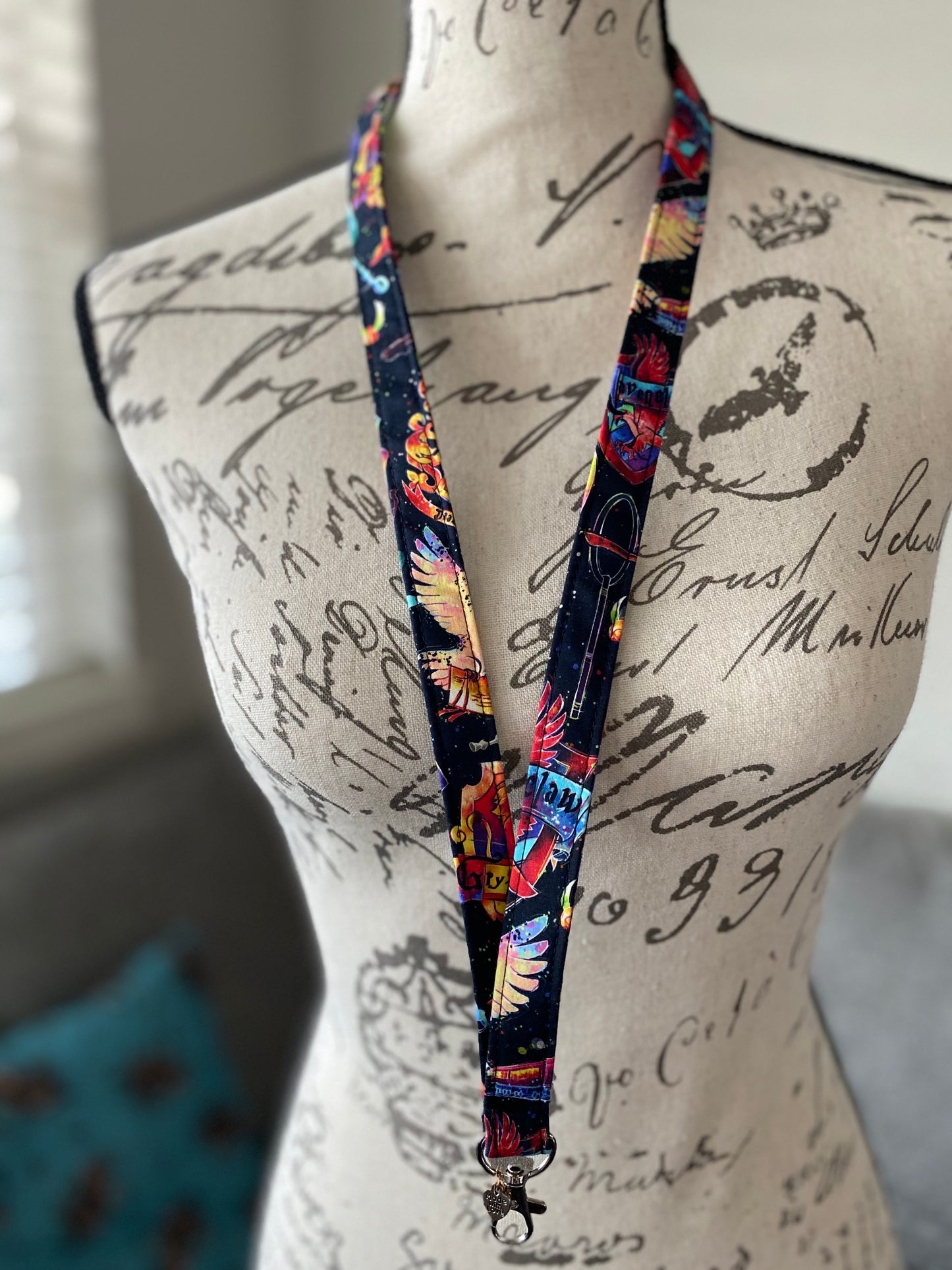 Classic lanyard - watercolor houses (READY TO SHIP)
