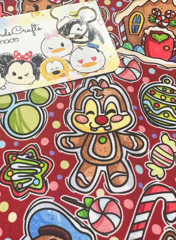 Snow globe shaker ornament/bookmark (Red Fabric Background) MADE TO ORDER