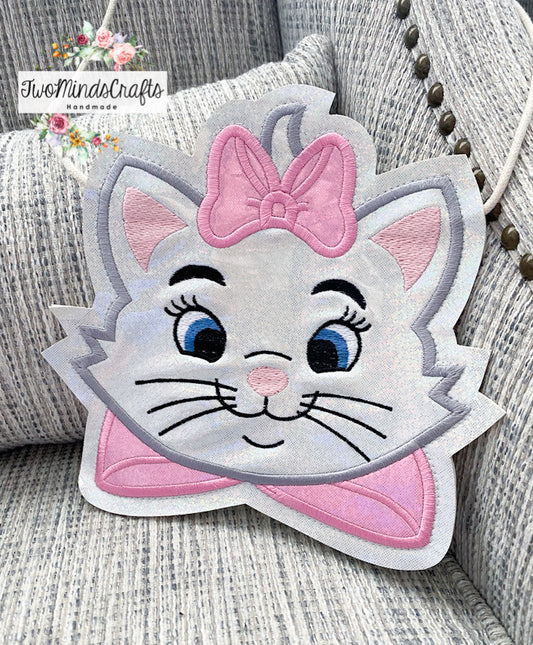 Light Pink with Gray outline M*A*R*I*E cat flat lay bag (READY TO SHIP)