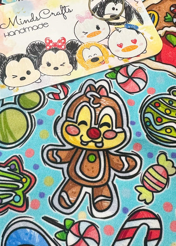 Snow globe shaker ornament/bookmark (Light Blue Fabric Background) MADE TO ORDER